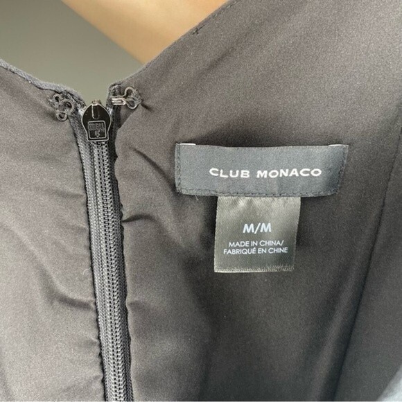 CLUB MONACO | Black Striped Chevron Peplum Cami Spaghetti Strap M Cotton Blend - Picture 5 of 7